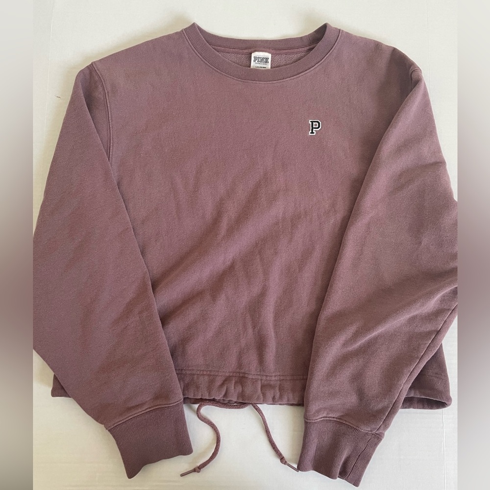 Victorias Secret PINK Cropped Crew Neck Long Sleeve Sweater